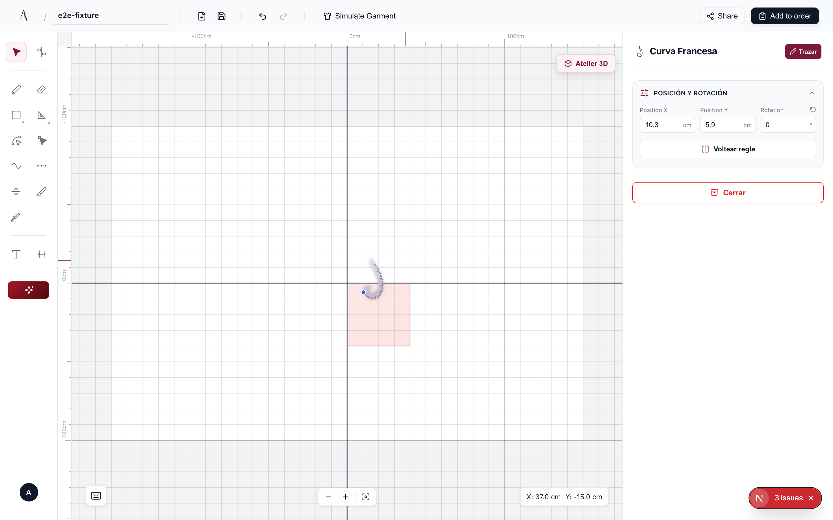 Apptelier — reglas SVG (Curva Francesa) en el Pattern Maker